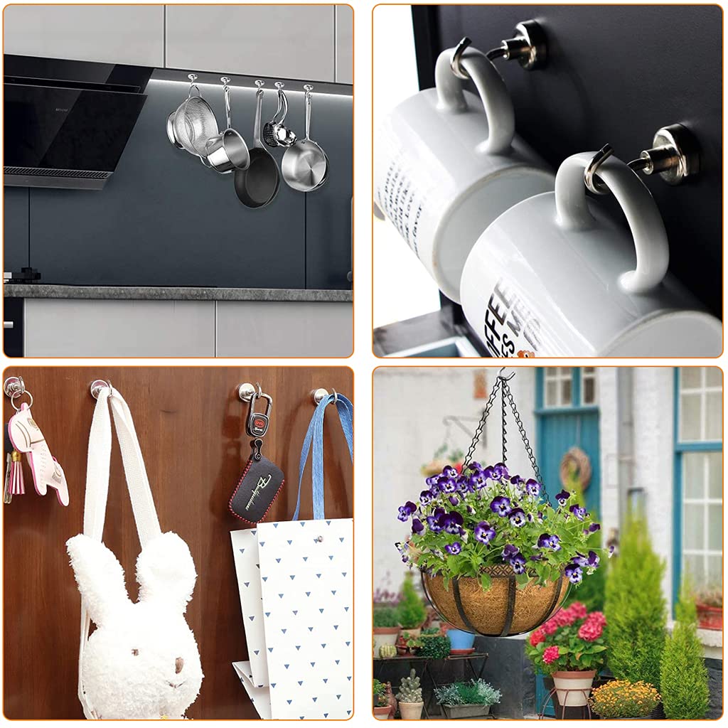 HASTHIP Neodymium Magnets Powerful Hooks, 6KG (13LBS) Magnets Hook for Fridge, Heavy Duty Hook for Ceiling, Hanger Hook for Towel, Cup, Wall (White, Pack of 10) HASTHIP Neodymium Magnets Powerful Hooks, 6KG (13LBS) Magnets Hook for Fridge, Heavy Duty Hook for Ceiling, Hanger Hook for Towel, Cup, Wall (White, Pack of 10)
